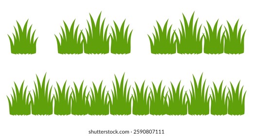 Grass. Collection of grass vector illustrations in flat style. green leaf. Grass illustration isolated on white background.