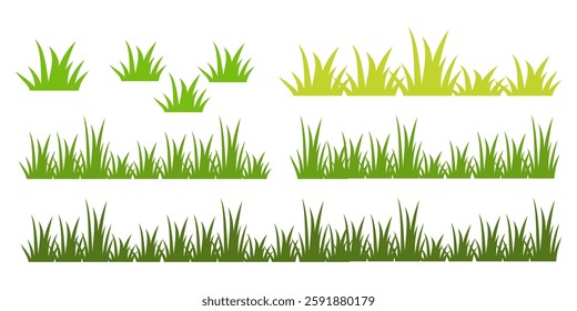 Grass. Collection of grass vector illustrations in flat style. green leaf. Grass illustration isolated on white background.