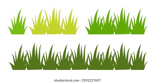 Grass. Collection of grass vector illustrations in flat style. green leaf. Grass illustration isolated on white background.