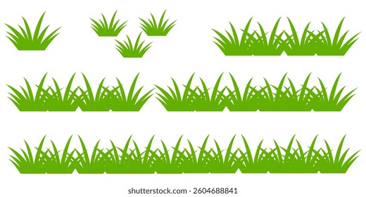 Grass. Collection of grass vector illustrations in flat style. green leaf. Grass illustration isolated on white background