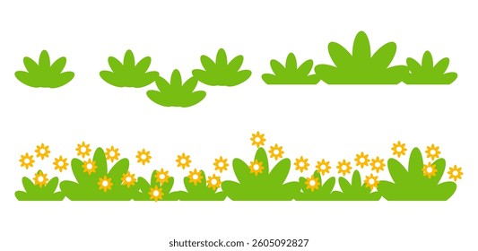 Grass. Collection of grass vector illustrations in flat style. green leaf. Grass illustration isolated on white background