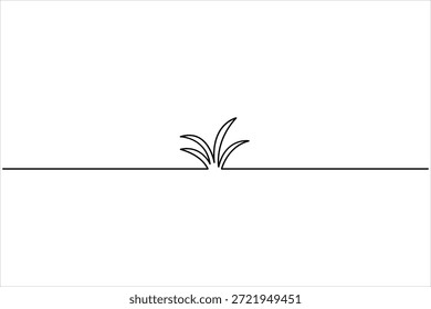 Grass continuous one line art drawing of grass design, Grass line vector art illustration