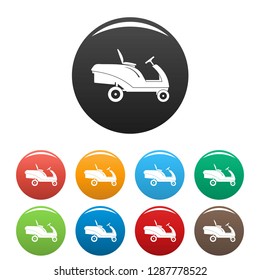 Grass cut truck icons set 9 color vector isolated on white for any design