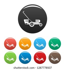 Grass cutter icons set 9 color vector isolated on white for any design
