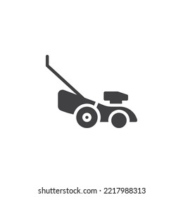 Icono vectorial de cortador de hierba o cortadora de césped. signo plano relleno para concepto móvil y diseño web. Icono de glifo de cortadora de césped. Símbolo, ilustración del logotipo. Gráficos vectoriales