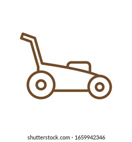 diseño de icono de la línea de corte de césped, jardín de jardinería plantar ecología de la naturaleza al aire libre y tema floral Ilustración vectorial