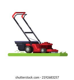 Grass cutter machine gardening tool illustration vector