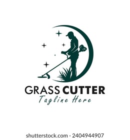 grass cutter vector logo design