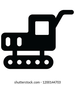 
Grass cutting lawn mower machine glyph icon 
