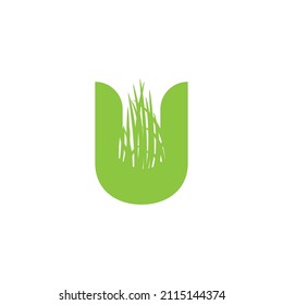 Grass cutting letter U logo