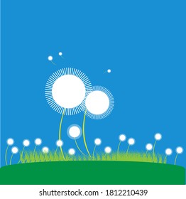 Ilustración vectorial de flores de hierba y de diente de león