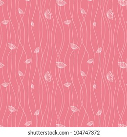 Grass with Dandelions Seamless Pattern, Pink