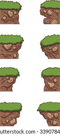 Grass and dirt platforms. Vector clip art illustration with simple gradients. Each on a separate layer.
