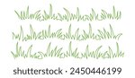 Grass doodle line icon, meadow sketch, bush hand draw, cartoon garden outline design, scribble field, small tuft lawn, green sprout border on white background. Nature simple vector illustration