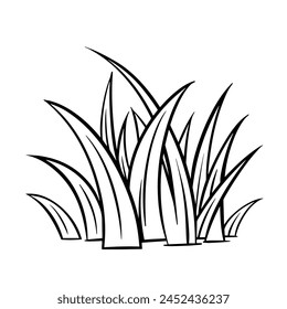 Dibujo de hierba Sobre un fondo blanco es un dibujo de línea. Ilustración vectorial