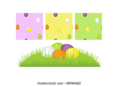 Grass, Easter eggs and pattern