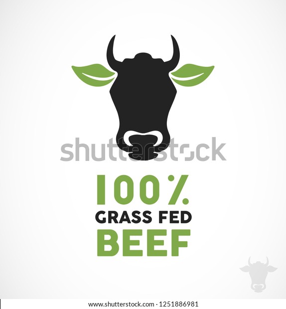 Grass Fed Beef Icon & Logo Illustration. 100%\
Organic Meat Modern\
Vector