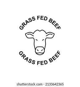 Grass fed beef label icon in black line style icon, style isolated on white background