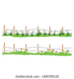 Grass and Fence - Cartoon Vector Image