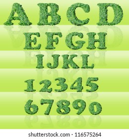 Grass fence style vector font. Set A to L plus numbers