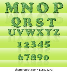 Grass fence style vector font. Set M to Z plus numbers