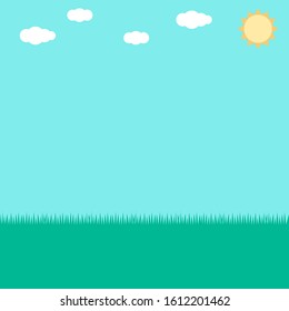 grass field and blue sky copy space