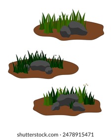 grass, grass field, stone and grass vector 