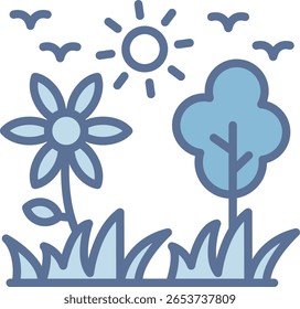 Grass Filled Blue Tone Icon