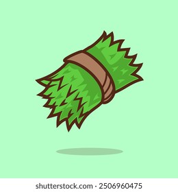 Grass Floating Cartoon Vector Icon Illustration. Nature Object Icon Concept Isolated Premium Vector. Flat Cartoon Style