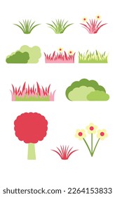 Grass and flower icon illustration, botanical and organic theme for your nature decoration.