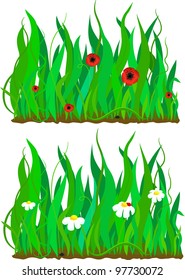 Grass and flower pattern set. Eps 10