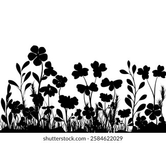 Grass Flower Plant Black Silhouette 
