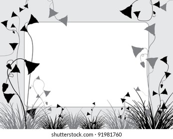 grass and flowers background, abstract vector art illustration