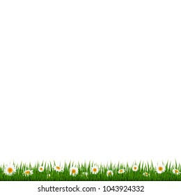 Grass And Flowers Border With Gradient Mesh, Vector Illustration