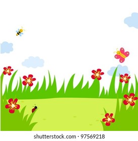 Grass With Flowers Set
