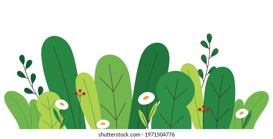 Grass and flowery background. Vector illustrations of nature design elements.