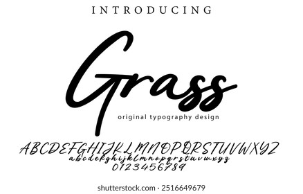 Elegante pincel pintado con letras mayúsculas de Vector, alfabeto, tipografía