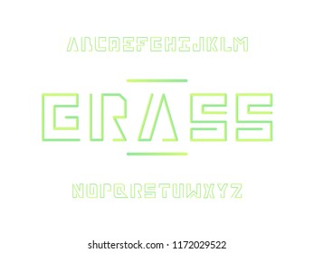 Grass  font. Vector alphabet letters. Typeface design. 