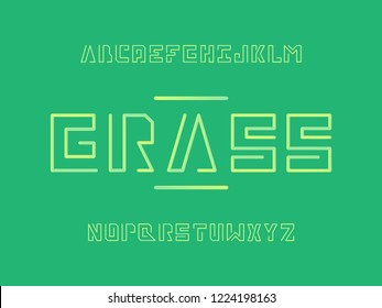 Grass  font. Vector alphabet letters. Typeface design. 
