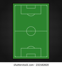 Grass football / soccer field on carbon fiber background. Suitable for applications.Vector EPS 10 file. 