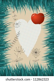 Grass frame and paper heart