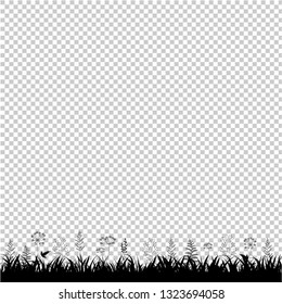 Grass Frame Transparent Background, Vector Illustration