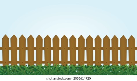 Grass in front of fence. vector