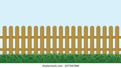 Grass in front of fence. vector