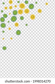 Grass Fruit Background Transparent Vector. Funny Set. Sunny Fruit Art. Flying Lemon Grass Set.