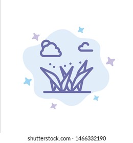 Grass, Grasses, Green, Spring Blue Icon on Abstract Cloud Background. Vector Icon Template background