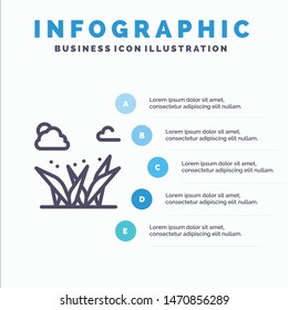Grass, Grasses, Green, Spring Line icon with 5 steps presentation infographics Background. Vector Icon Template background
