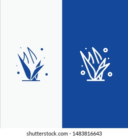 Grass, Grasses, Green, Spring Line and Glyph Solid icon Blue banner Line and Glyph Solid icon Blue banner
