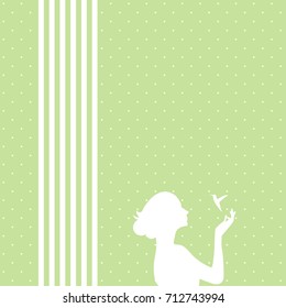 Grass Green Background With A Girl Holding A Hummingbird