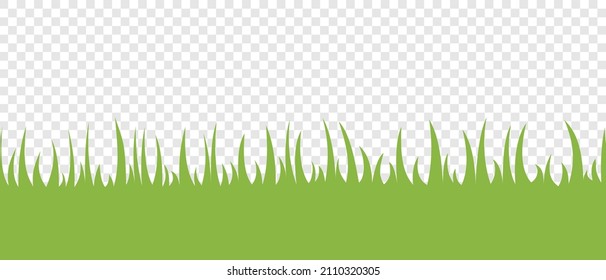 Grass green drawn flat cartoon vector on transparent background. Template for creating spring and summer postcards on a free garden theme.